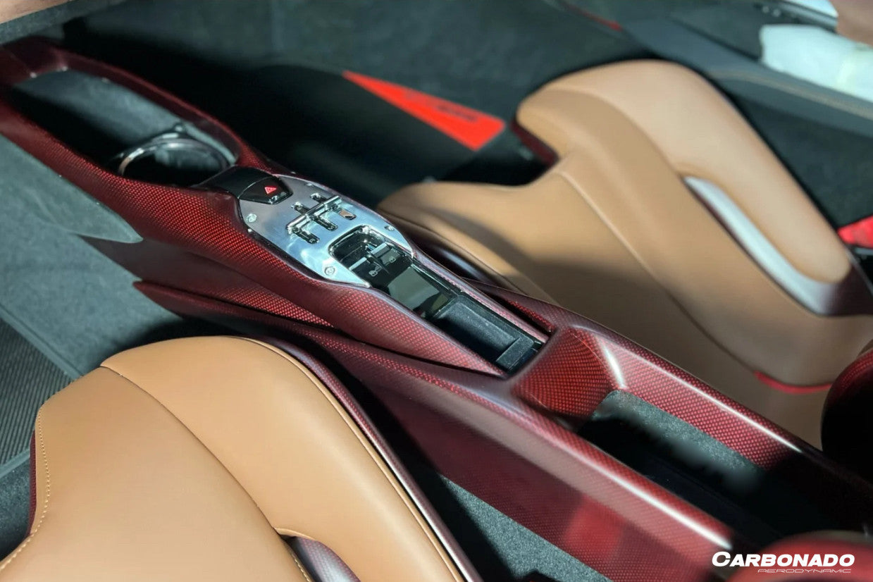 Carbonado 2022-UP Ferrari 296 GTB & GTS OE Style Dry Carbon Fiber center control surround panel Front end
