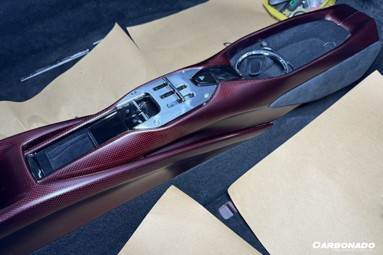 Carbonado 2022-UP Ferrari 296 GTB & GTS OE Style Dry Carbon Fiber center control surround panel Front end