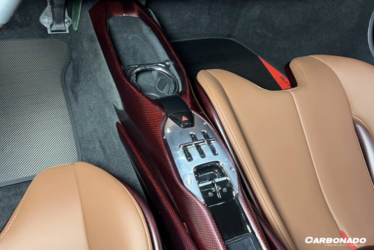 Carbonado OE Style Dry Carbon Fiber Center Control Surround Panel Rear End | 2022-UP Ferrari 296 GTB GTS