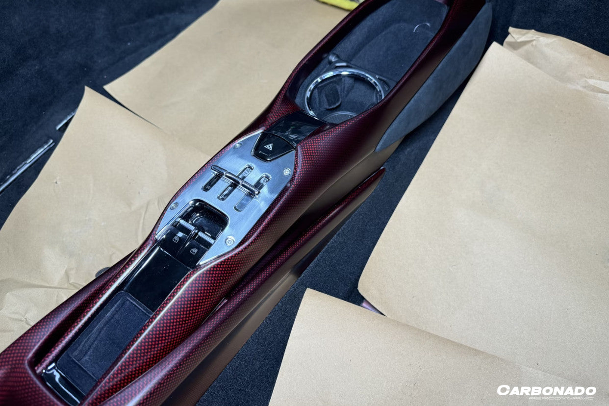 Carbonado 2022-UP Ferrari 296 GTB & GTS OE Style Dry Carbon Fiber center control surround panel Front end
