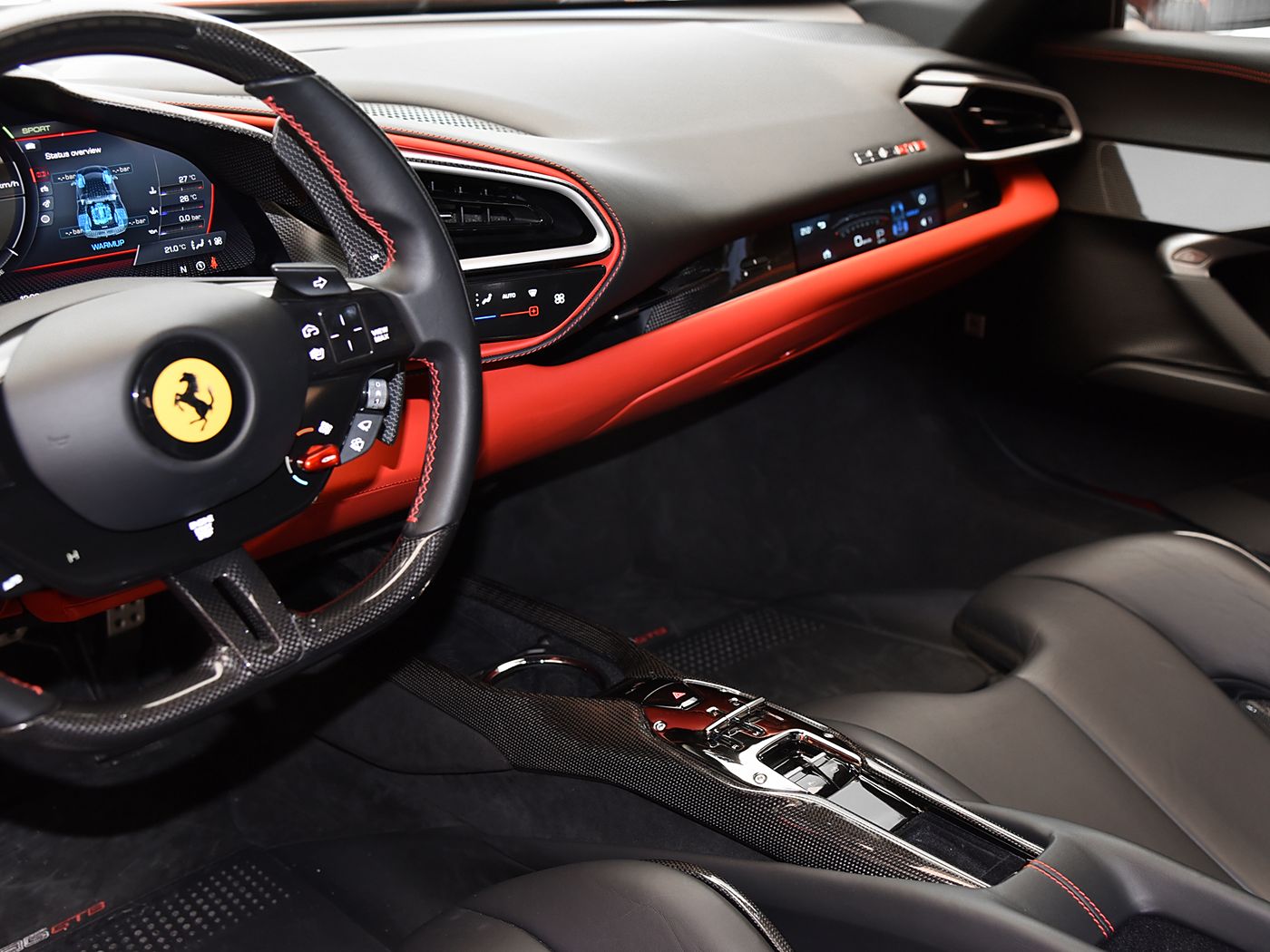 Carbonado 2022-UP Ferrari 296 GTB & GTS OE Style Dry Carbon Fiber center control surround panel Front end