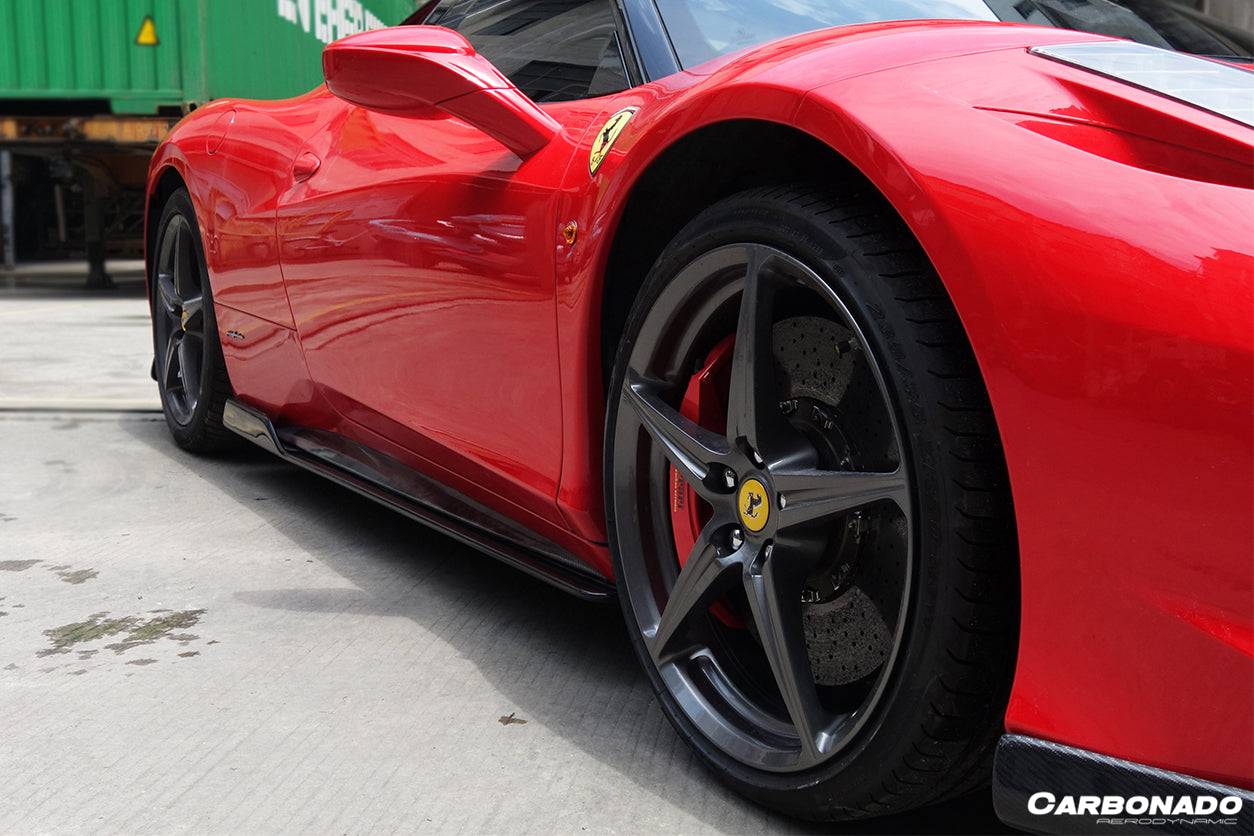 Carbonado 2010-2015 Ferrari 458 Coupe Spider AV Style Carbon Fiber Side Skirts Under Board