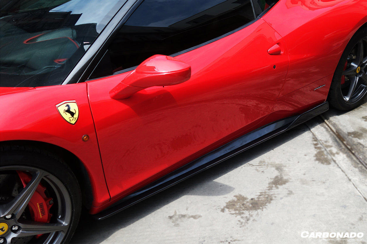 Carbonado 2010-2015 Ferrari 458 Coupe Spider AV Style Carbon Fiber Side Skirts Under Board