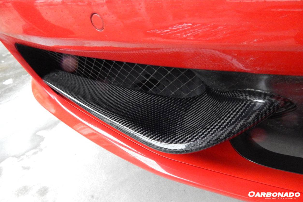 Carbonado 2010-2015 Ferrari 458 Coupe Spider OE estilo fibra de carbono parachoques delantero Canards
