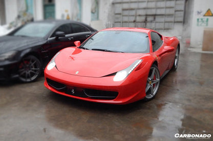 Carbonado 2010-2015 Ferrari 458 Coupe Spider OE estilo fibra de carbono parachoques delantero Canards