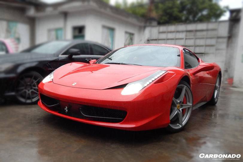 Carbonado 2010-2015 Ferrari 458 Coupe Spider OE estilo fibra de carbono parachoques delantero Canards