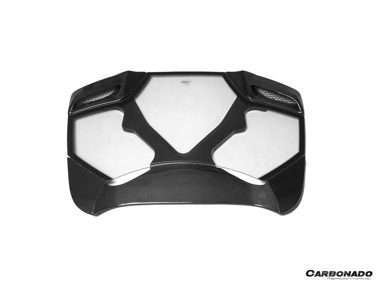 Carbonado 1x1 Weave Dry Carbon Fiber Engine Hood With Glass | 2015-2019 Ferrari 488, Pista Spider