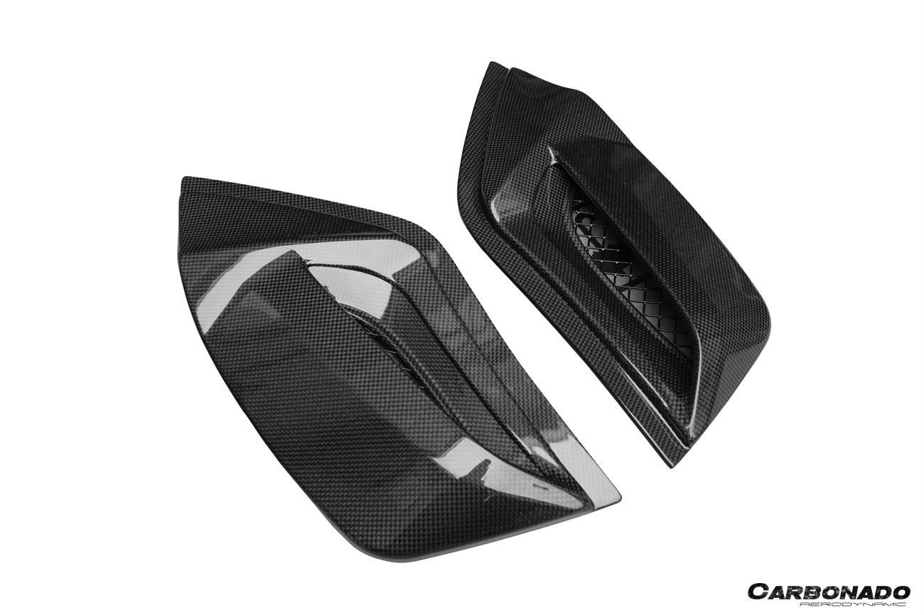 Carbonado 1x1 Weave Dry Carbon Fiber Engine Hood With Glass | 2015-2019 Ferrari 488, Pista Spider