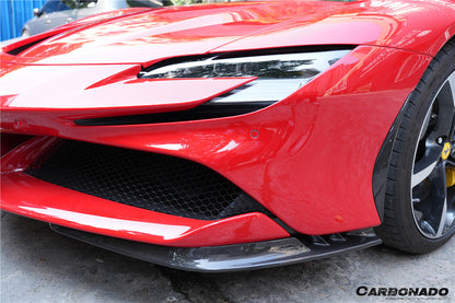 DarwinPRO 2020-UP Ferrari SF90 Stradale OE Style Autoclave Carbon Fiber Front Bumper Side Splitter