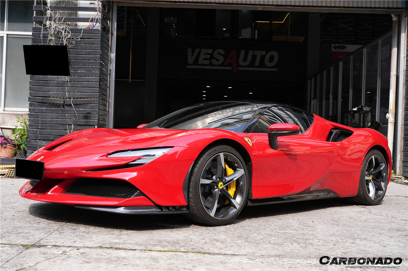 DarwinPRO 2020-UP Ferrari SF90 Stradale OE Style Autoclave Carbon Fiber Front Bumper Side Splitter
