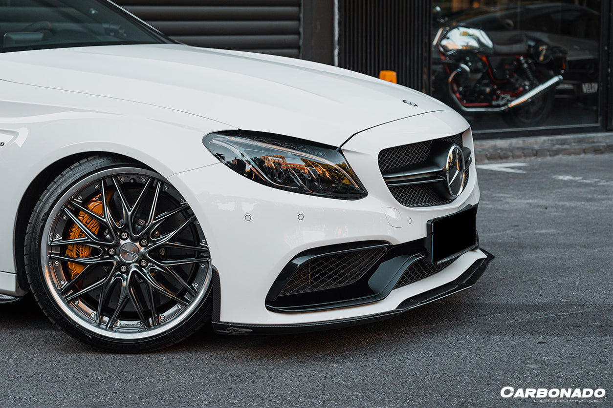 Carbonado 2015-2021 Mercedes Benz W205 C63  S AMG Sedan BKSS Style Carbon Fiber Front Lip