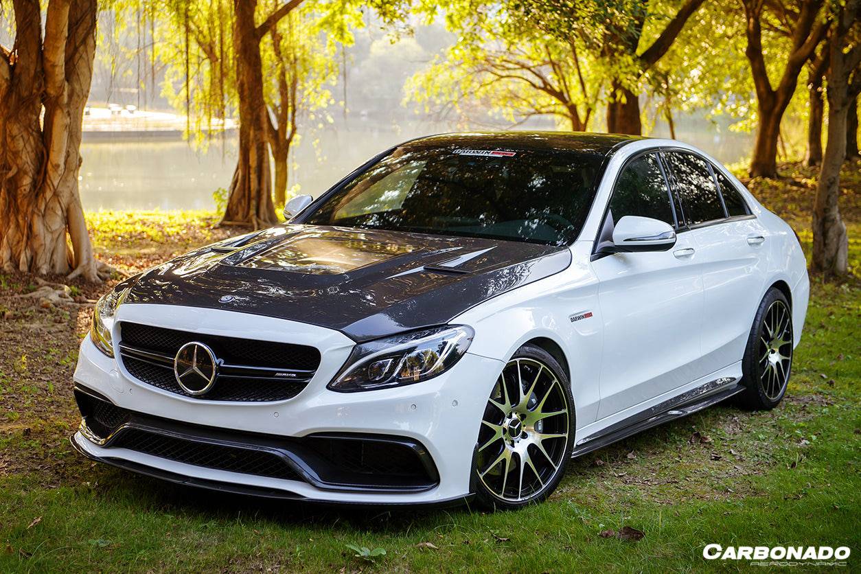Carbonado 2015-2021 Mercedes Benz W205 C63  S AMG Sedan BKSS Style Carbon Fiber Front Lip