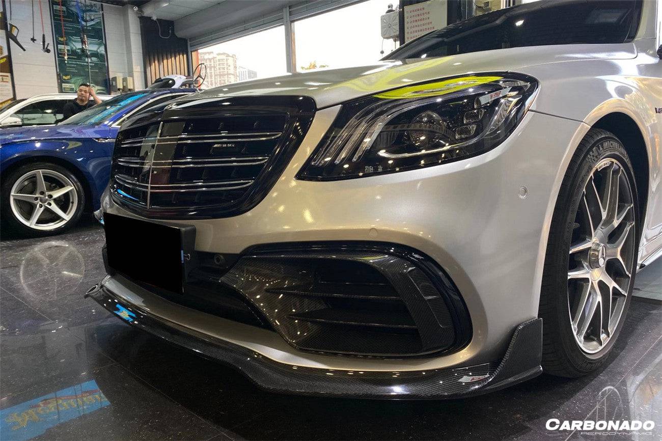 Carbonado 2017-2020 Mercedes Benz S63 AMG W222.2 Sedan MSY Style Carbon Fiber Front Bumper Vents
