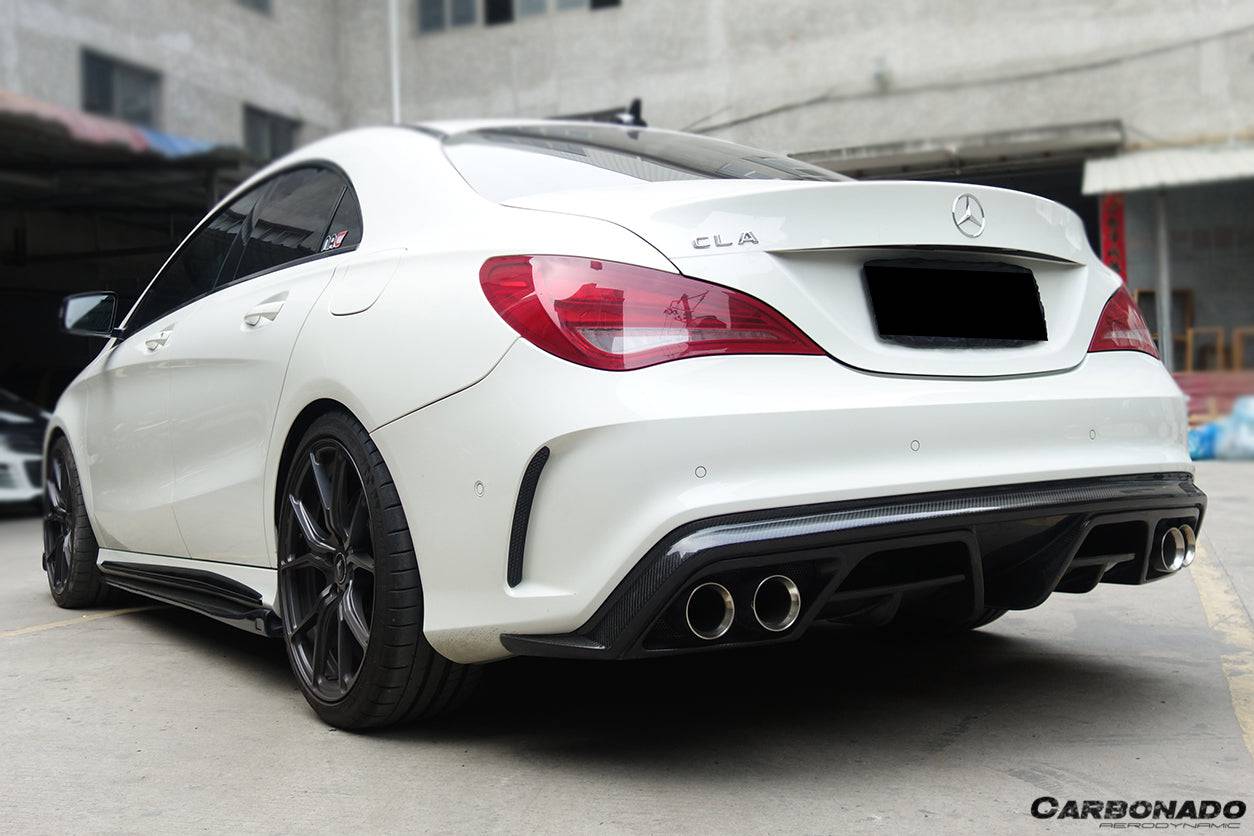 Carbonado 2014-2016 Mercedes Benz W117 CLA Sport & CLA45 AMG PA Style Rear Diffuser with exhaust tips