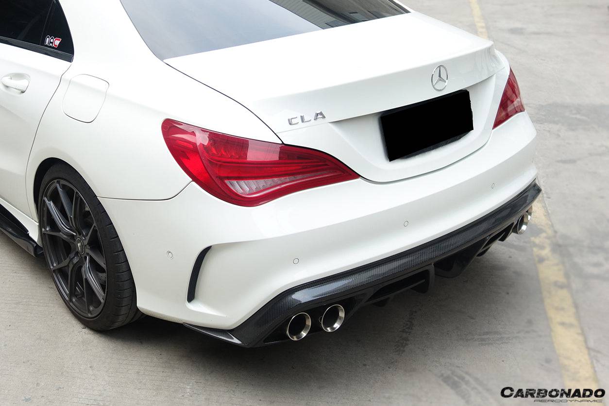 Carbonado 2014-2016 Mercedes Benz W117 CLA Sport & CLA45 AMG PA Style Rear Diffuser with exhaust tips