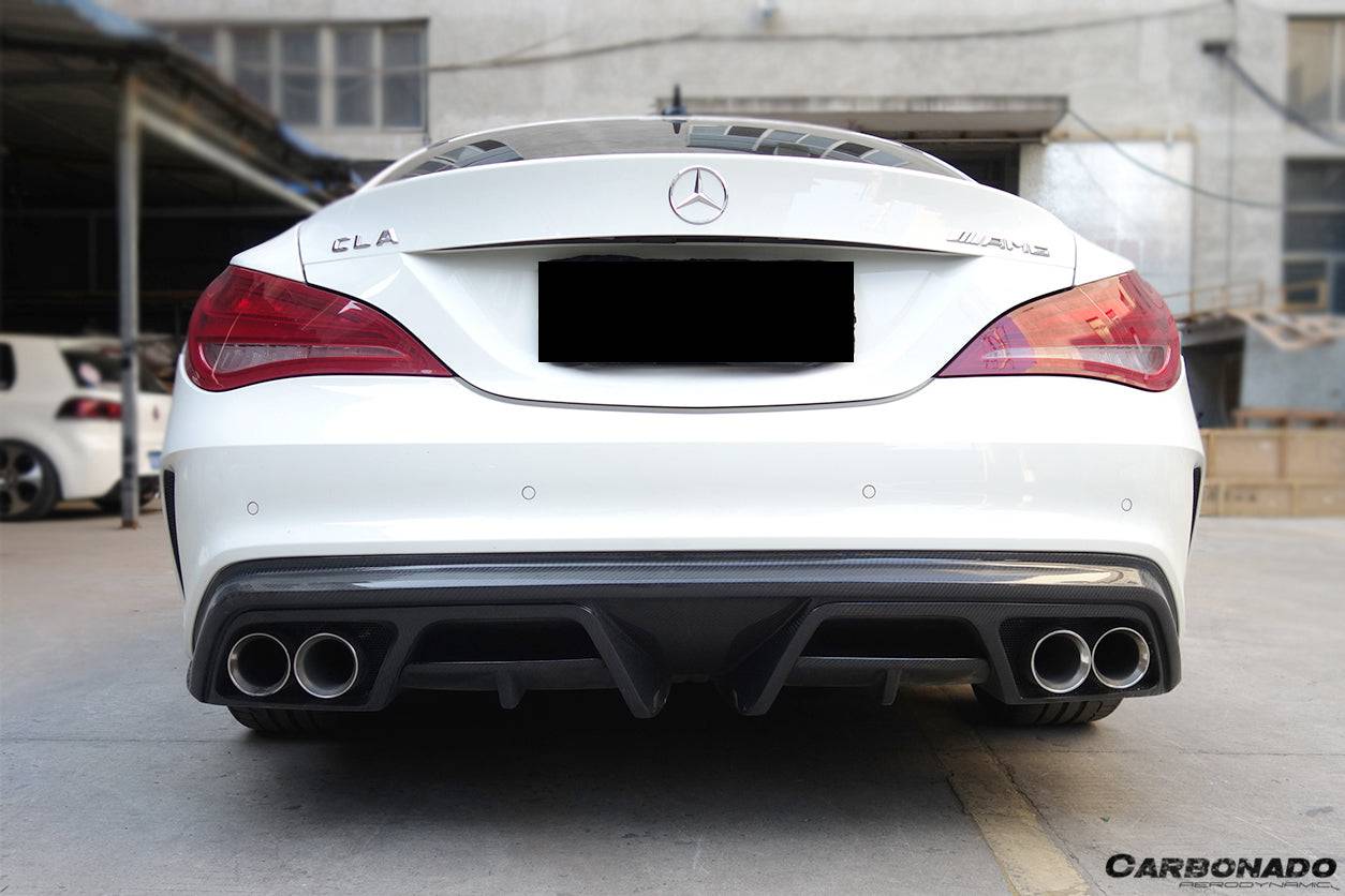 Carbonado 2014-2016 Mercedes Benz W117 CLA Sport & CLA45 AMG PA Style Rear Diffuser with exhaust tips