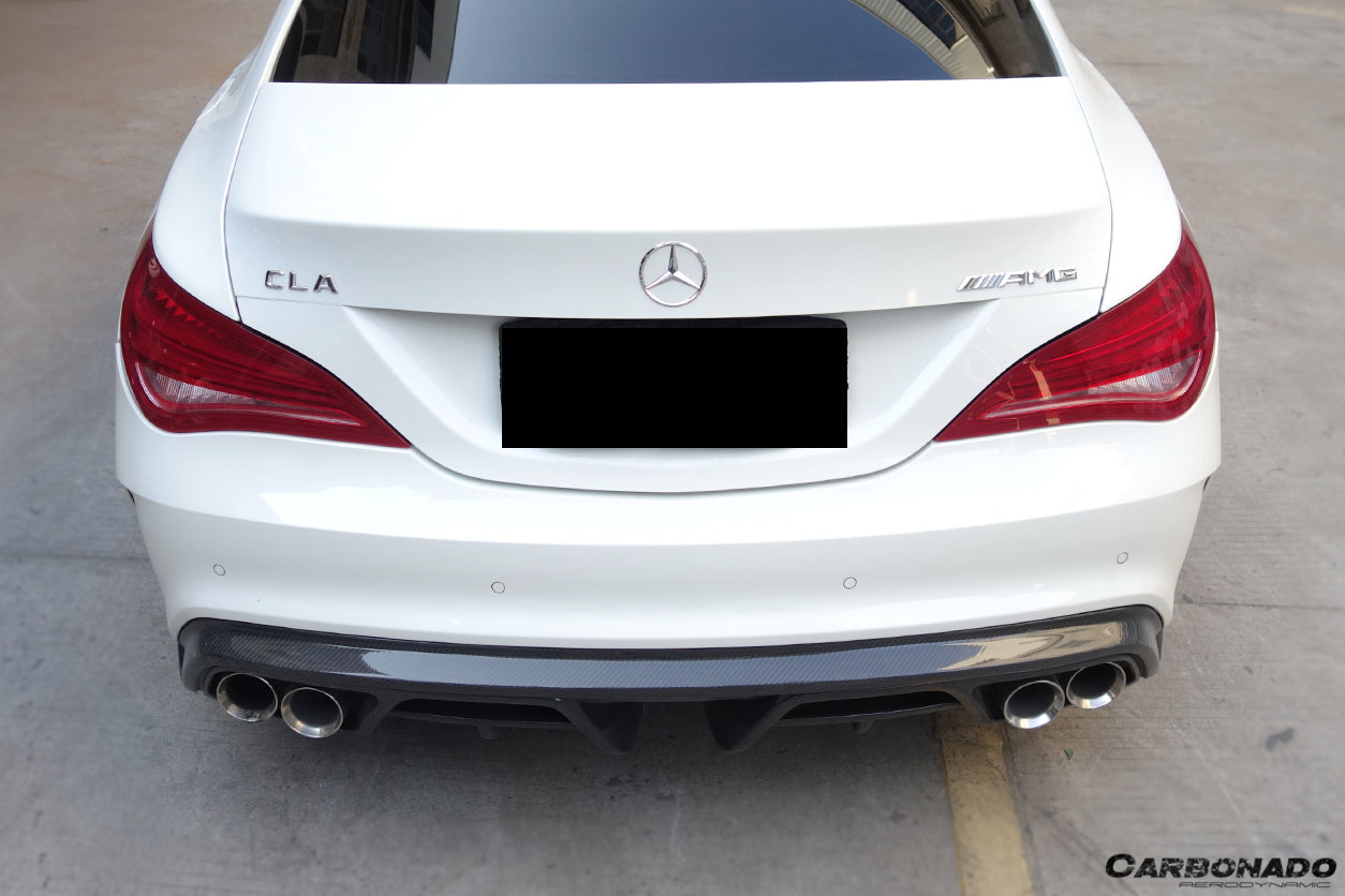 Carbonado 2014-2016 Mercedes Benz W117 CLA Sport & CLA45 AMG PA Style Rear Diffuser with exhaust tips