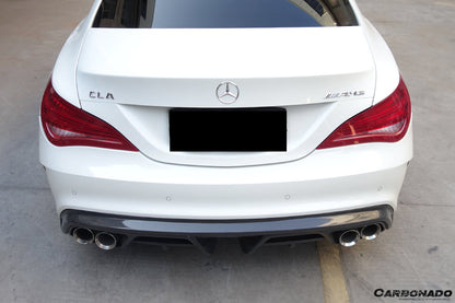 Carbonado 2014-2016 Mercedes Benz W117 CLA Sport & CLA45 AMG PA Style Rear Diffuser with exhaust tips
