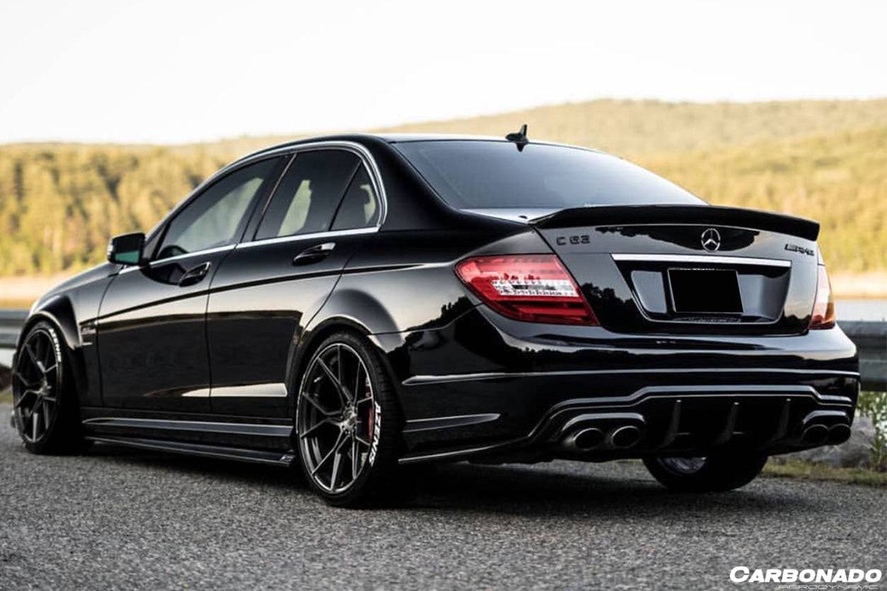 Carbonado 2012-2014 Mercedes Benz W204 C63 AMG RZS Style Carbon Fiber Rear Bumper Caps