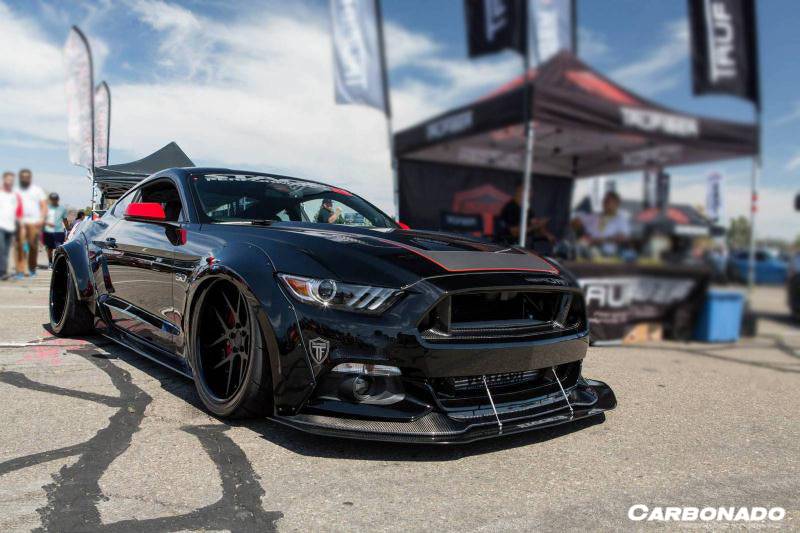 Carbonado 2015-2017 Ford Mustang TRU Style Carbon Fiber Front Bumper Down-Grille