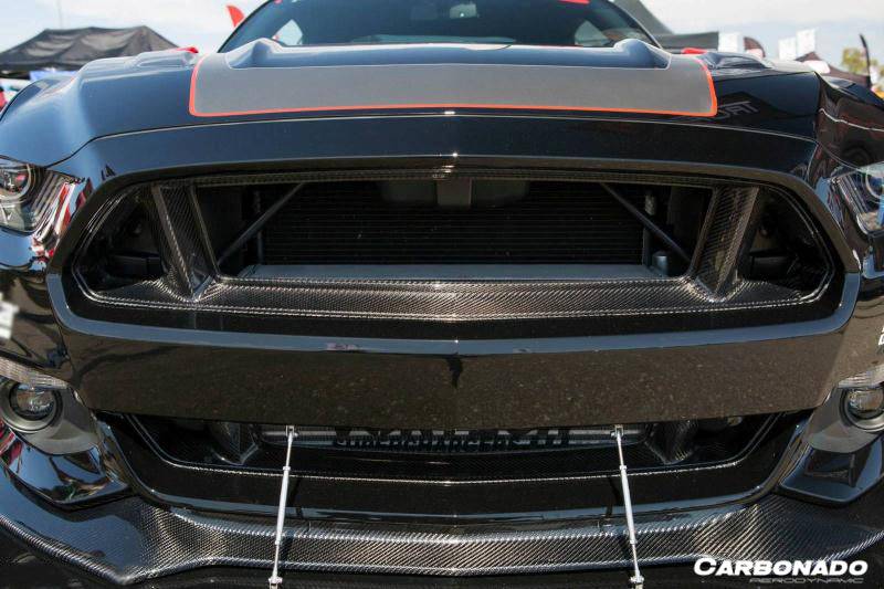 Carbonado 2015-2017 Ford Mustang TRU Style Carbon Fiber Front Bumper Down-Grille
