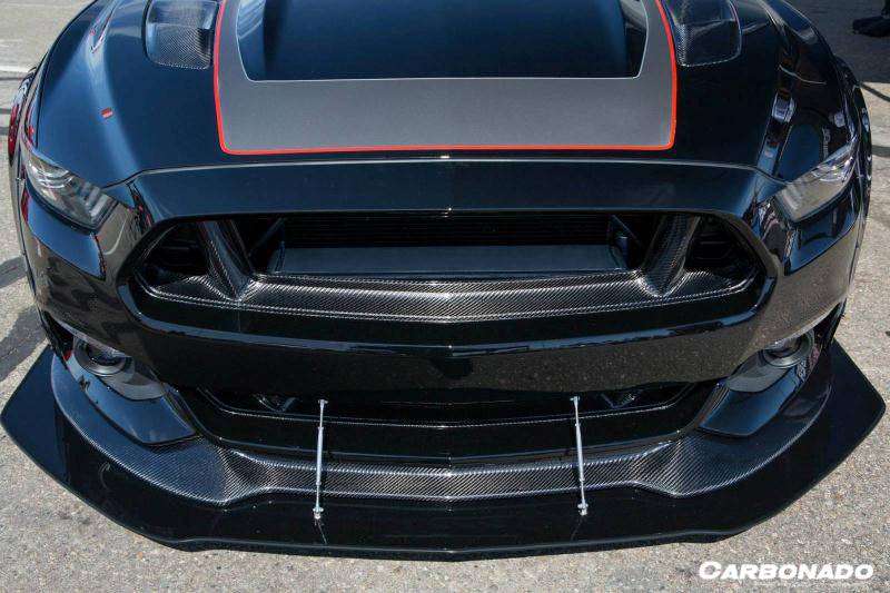 Carbonado 2015-2017 Ford Mustang TRU Style Carbon Fiber Front Bumper Down-Grille