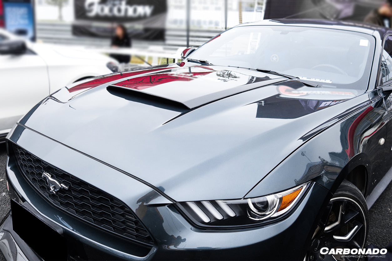 Cubierta de entrada de aire del capó estilo RSH para Ford Mustang Carbonado 2015-2017