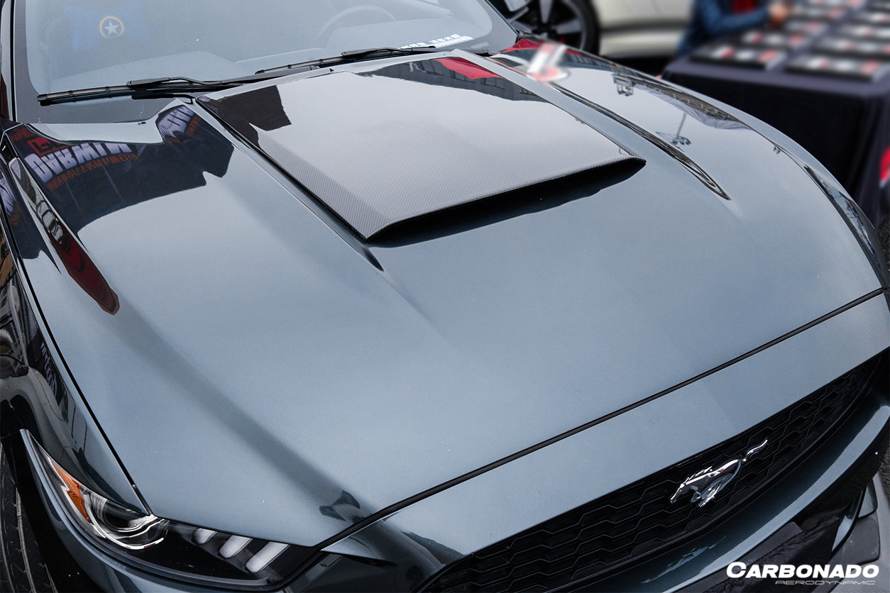 Cubierta de entrada de aire del capó estilo RSH para Ford Mustang Carbonado 2015-2017