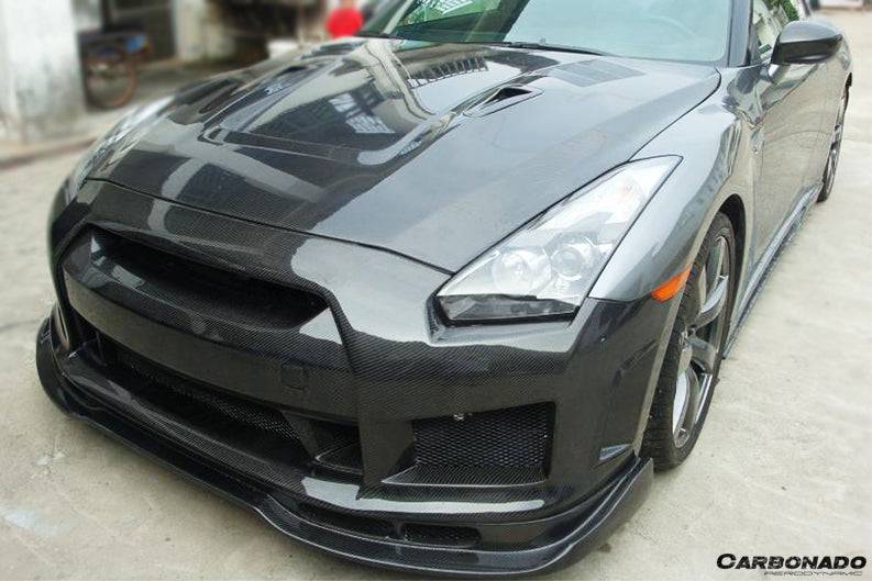 Carbonado 2008-2016 Nissan GTR R35 CBA  DBA BSE2 Style Front Bumper w/LED