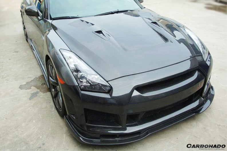Carbonado 2008-2016 Nissan GTR R35 CBA  DBA BSE2 Style Front Bumper w/LED