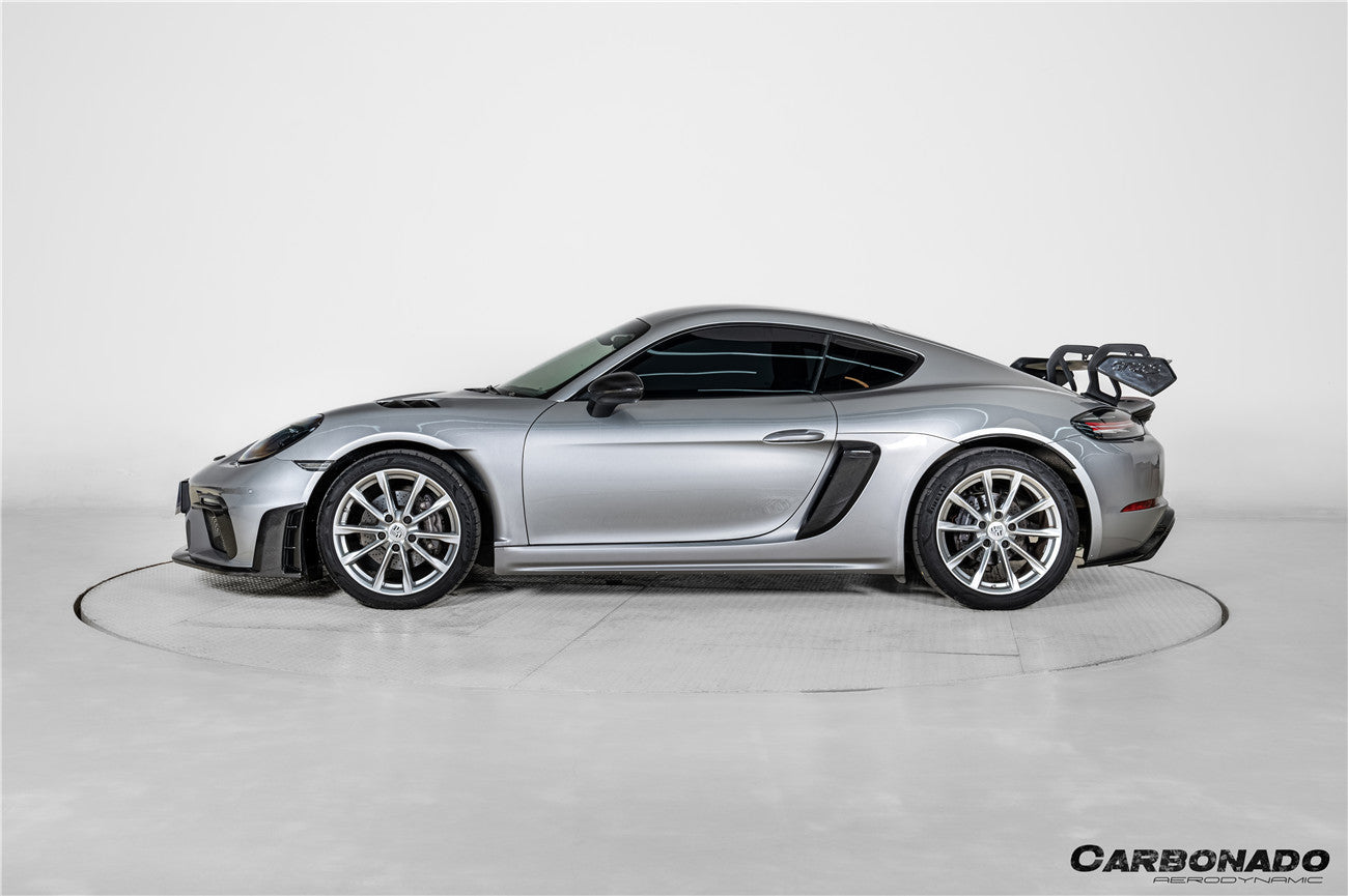 Difusor trasero de fibra de carbono estilo autoclave Porsche 718 Cayman Boxster GT4RS Carbonado 2017-2025 con alerones y puntas de escape