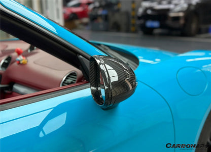 Reemplazo de carcasa de espejo de fibra de carbono para autoclave estilo Porsche 718 Carbonado 2017-2025 | Compatible con Cayman, Boxster, Spyder, GTS, GT4, GT4 RS (volante a la izquierda)