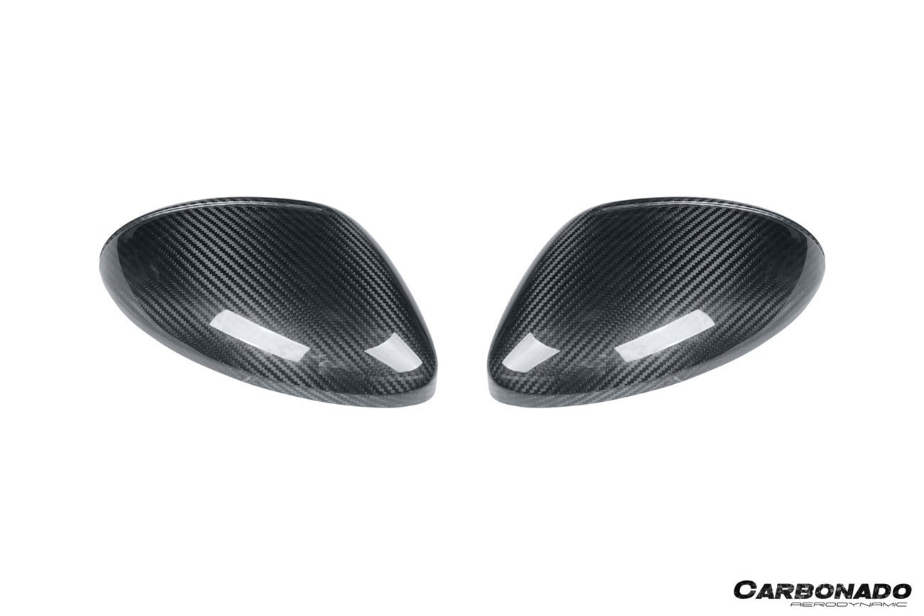Reemplazo de carcasa de espejo de fibra de carbono para autoclave estilo Porsche 718 Carbonado 2017-2025 | Compatible con Cayman, Boxster, Spyder, GTS, GT4, GT4 RS (volante a la izquierda)