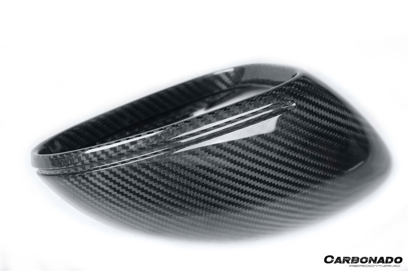 Reemplazo de carcasa de espejo de fibra de carbono para autoclave estilo Porsche 718 Carbonado 2017-2025 | Compatible con Cayman, Boxster, Spyder, GTS, GT4, GT4 RS (volante a la izquierda)