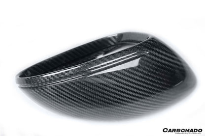 Reemplazo de carcasa de espejo de fibra de carbono para autoclave estilo Porsche 718 Carbonado 2017-2025 | Compatible con Cayman, Boxster, Spyder, GTS, GT4, GT4 RS (volante a la izquierda)