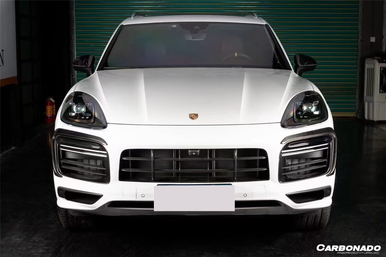 Carbonado Aero Autoclave Carbon Fiber Front Bumper Vent Trims | 2018-2023 Porsche Cayenne 9YA 9Y0 9YB Cayenne, S, GTS, Turbo