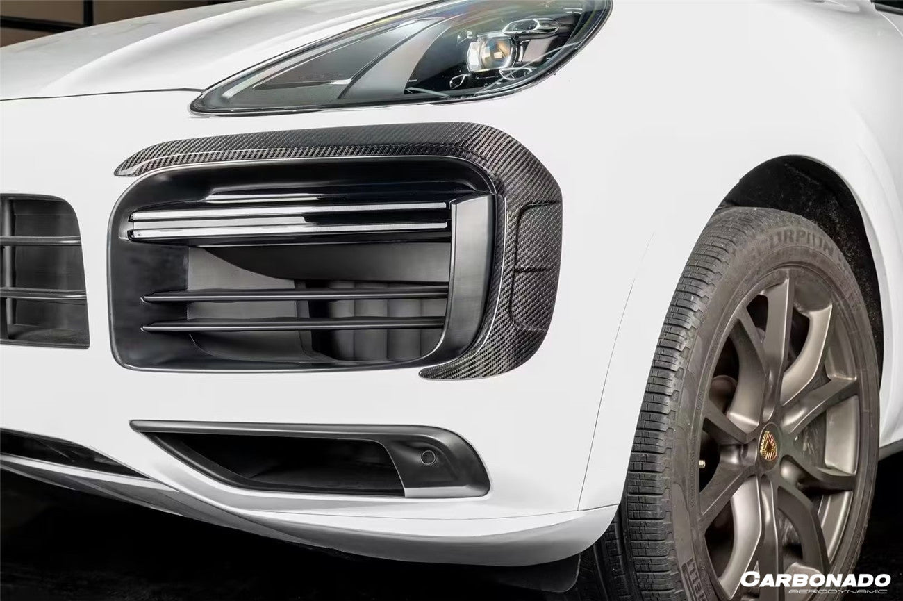 Carbonado Aero Autoclave Carbon Fiber Front Bumper Vent Trims | 2018-2023 Porsche Cayenne 9YA 9Y0 9YB Cayenne, S, GTS, Turbo