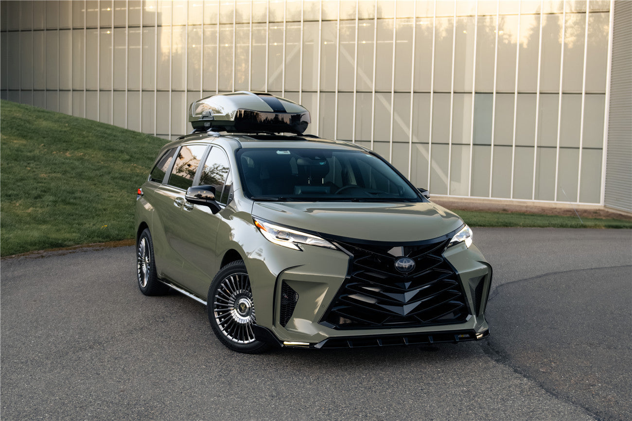 Carbonado 2021-UP Toyota Sienna Thunder Style PP Front Bumper with Lip and Grills and LED Light