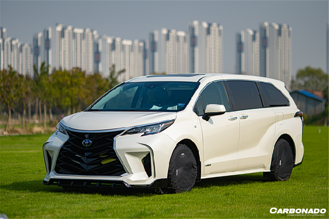 Carbonado 2021-UP Toyota Sienna Thunder Style PP Front Bumper with Lip and Grills and LED Light