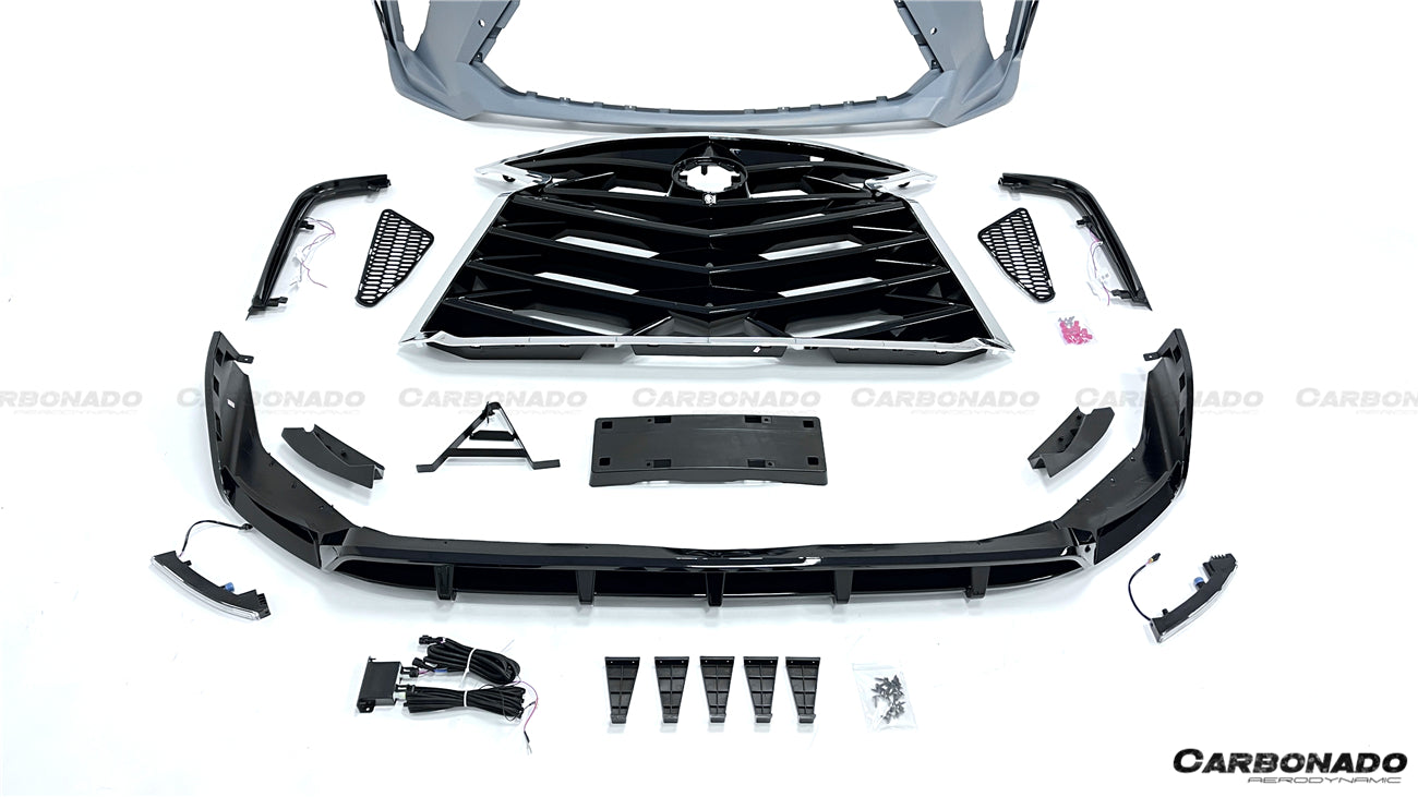 Carbonado 2021-UP Toyota Sienna Thunder Style PP Front Bumper with Lip and Grills and LED Light