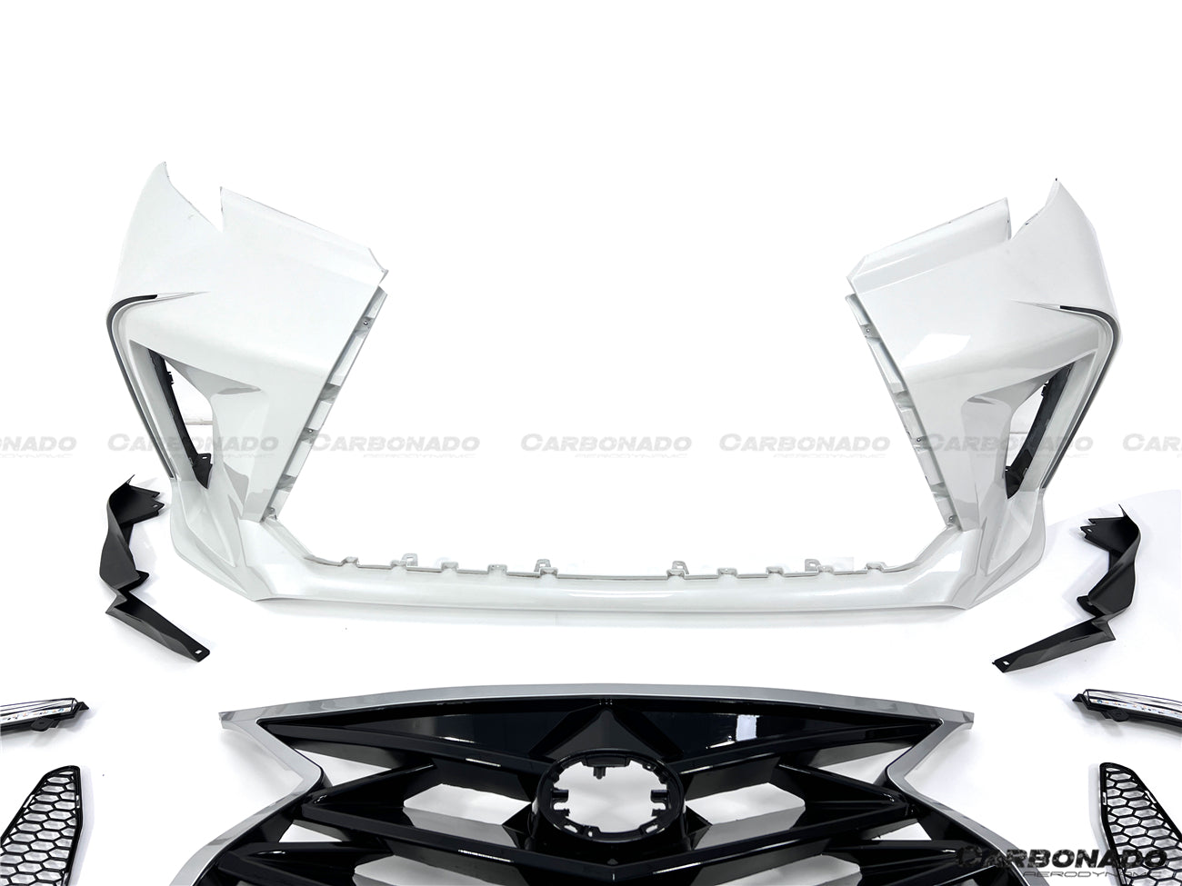 Carbonado 2021-UP Toyota Sienna Thunder Style PP Front Bumper with Lip and Grills and LED Light