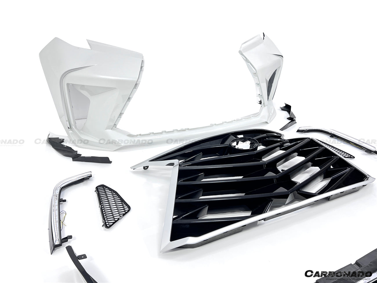 Carbonado 2021-UP Toyota Sienna Thunder Style PP Front Bumper with Lip and Grills and LED Light
