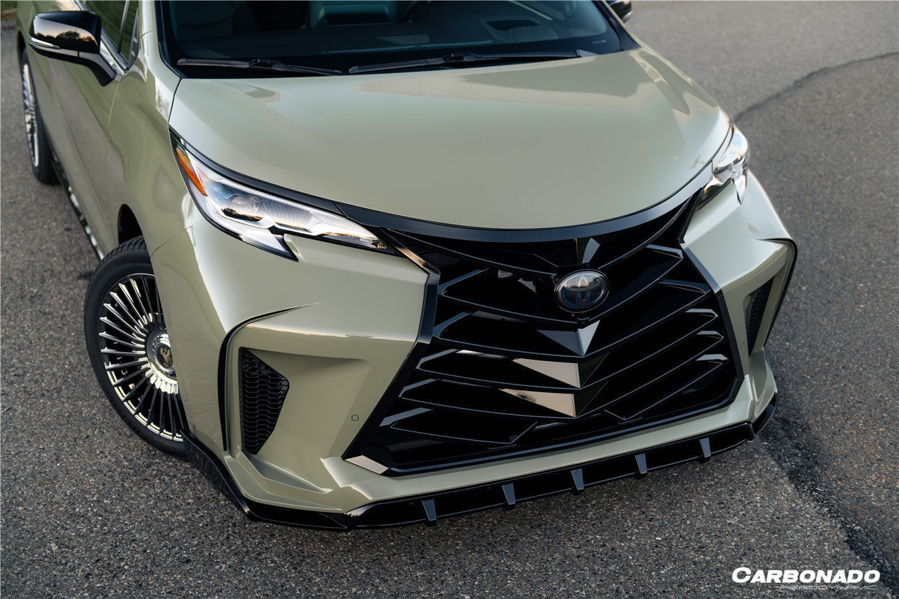 Carbonado 2021-UP Toyota Sienna Thunder Style PP Front Bumper with Lip and Grills and LED Light
