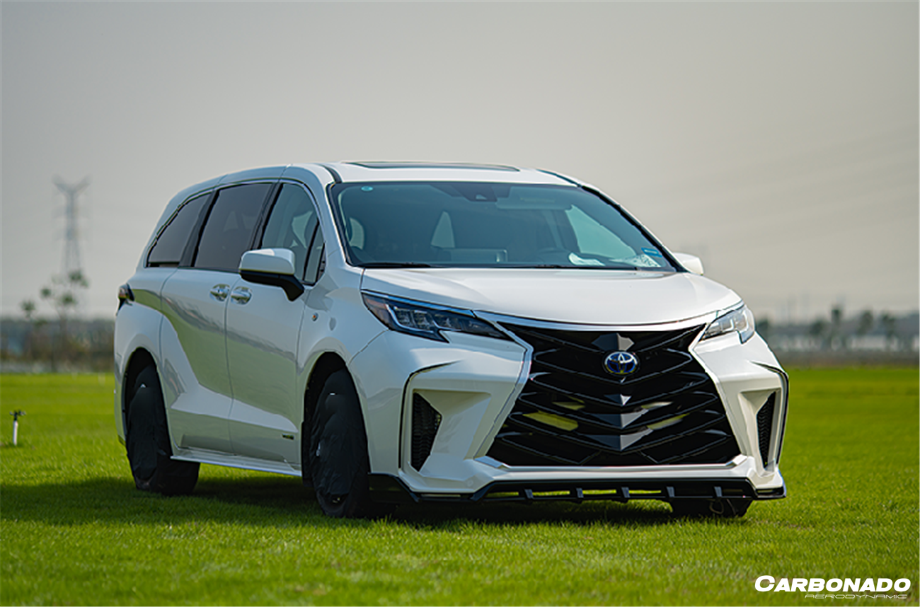 Carbonado 2021-UP Toyota Sienna Thunder Style PP Front Bumper with Lip and Grills and LED Light