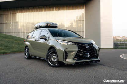 Carbonado 2021-UP Toyota Sienna Thunder Style PP Front Bumper with Lip and Grills and LED Light