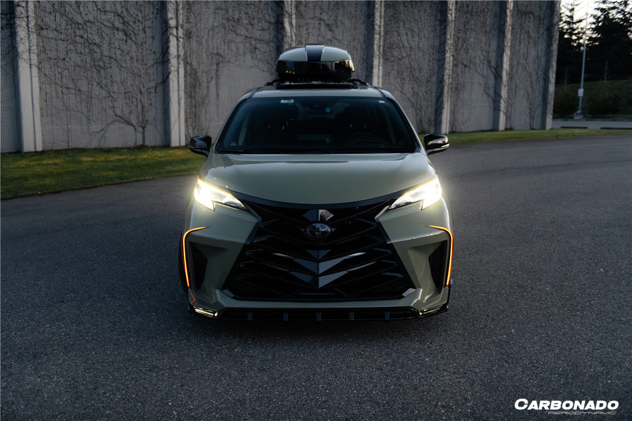 Carbonado 2021-UP Toyota Sienna Thunder Style PP Front Bumper with Lip and Grills and LED Light