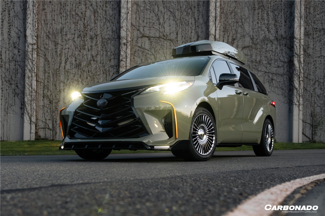 Carbonado 2021-UP Toyota Sienna Thunder Style PP Front Bumper with Lip and Grills and LED Light