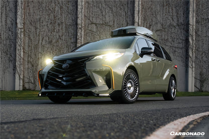 Carbonado 2021-UP Toyota Sienna Thunder Style PP Front Bumper with Lip and Grills and LED Light