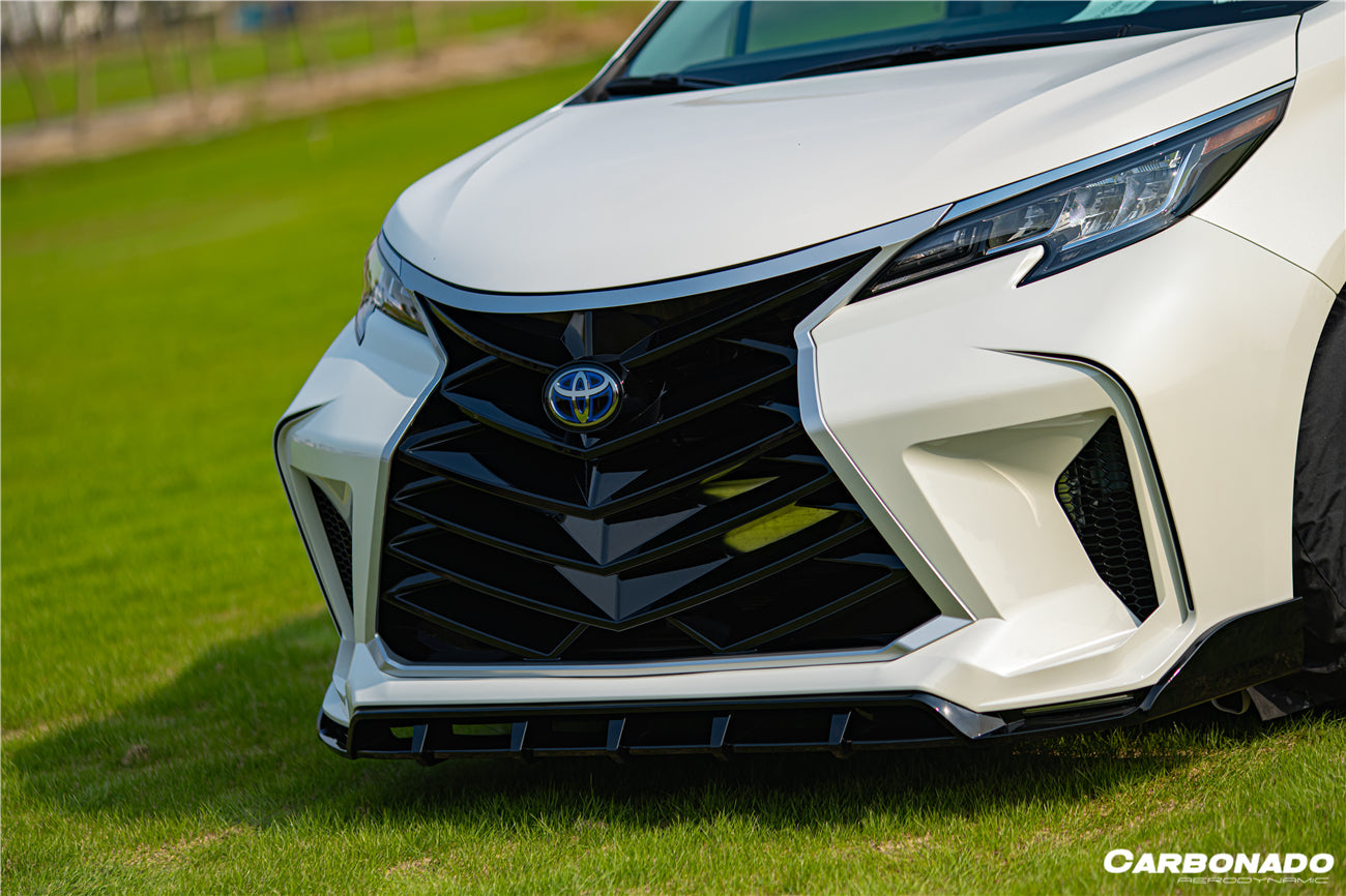 Carbonado 2021-UP Toyota Sienna Thunder Style PP Front Bumper with Lip and Grills and LED Light