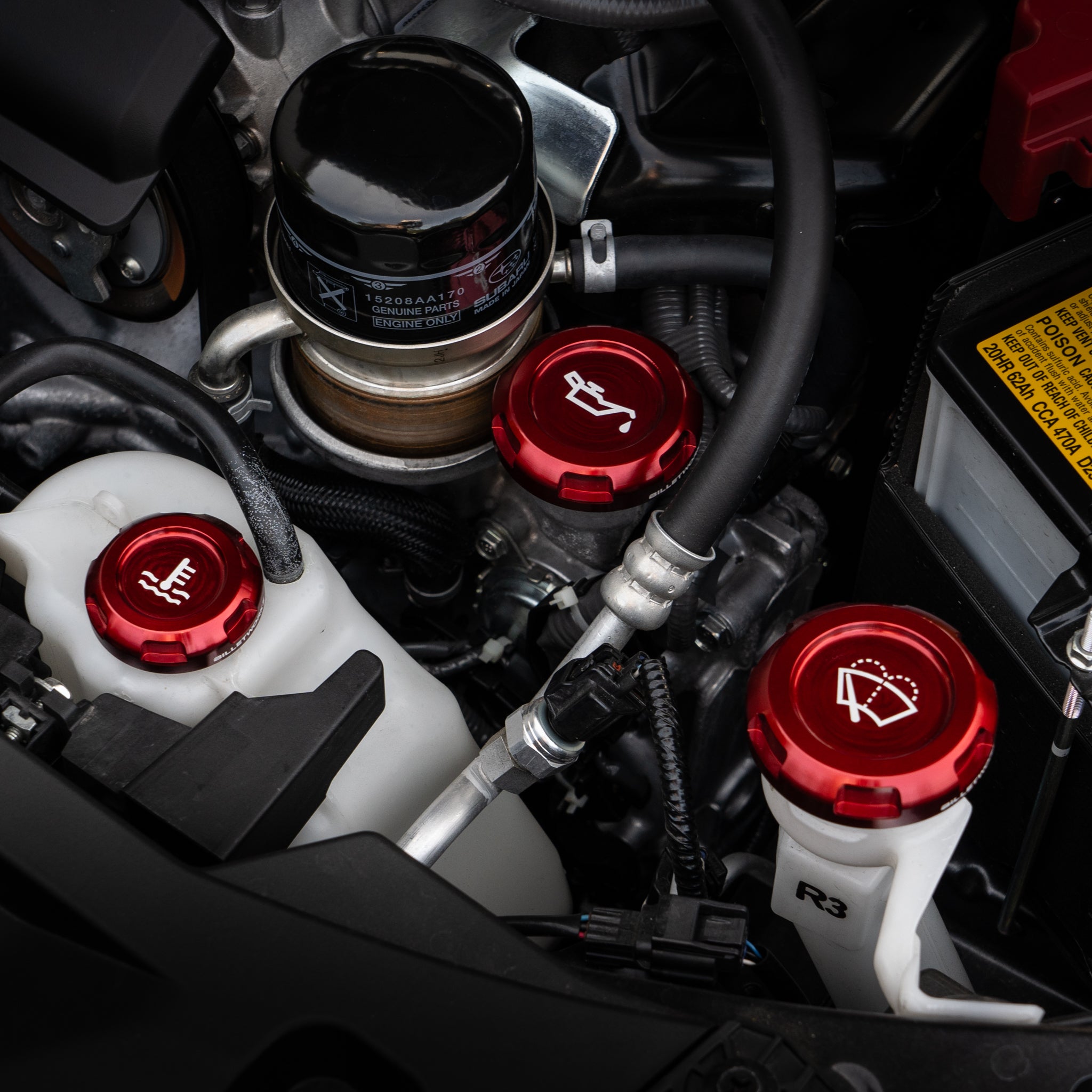 Tapas del compartimento del motor Billetworkz - Subaru WRX/STI 2002-2007